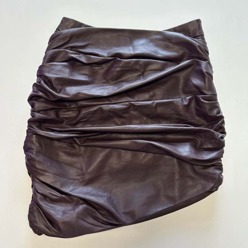 Lulu's Ruched Vegan Leather Mini Skirt - Plum Purple